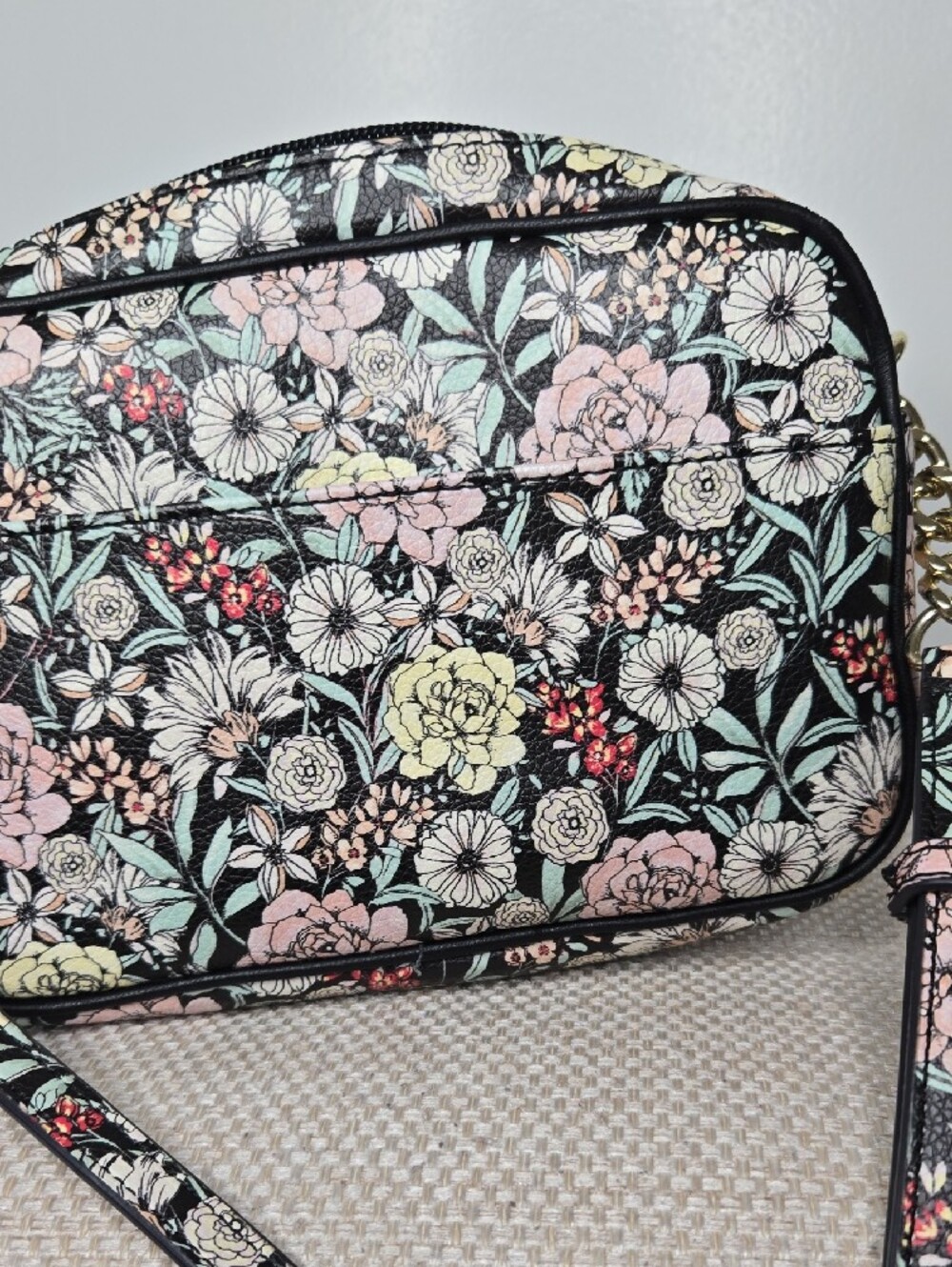 Karl Lagerfeld Paris Floral Bow Crossbody Bag - Black with Pastel Floral Print - Picture 4 of 8